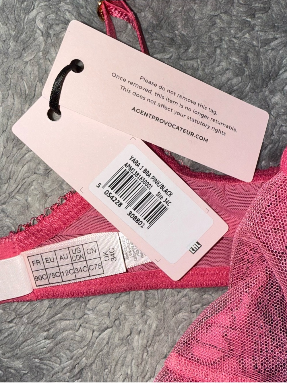 AGENT PROVOCATEUR YARA 1 PLUNGE UNDERWIRED BRA IN PINK/BLACK - Picture 3 of 7